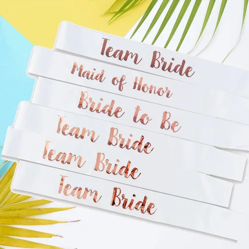 Vista 4 de Bandas de despedida de soltera, bandas de novio para despedida de soltera, despedida de soltera y fiesta de boda, Blanco