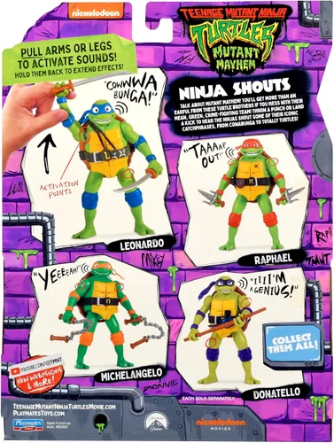 Vista 6 de Teenage Mutant Ninja Tortugas: Mutant Mayhem 5.5" Raphael Deluxe Ninja Shouts Figura por Playmates Toys