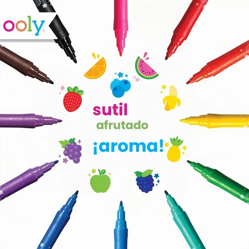 Vista 3 de OOLY Juego de 12 marcadores perfumados con aroma a fruta Yummy Yummy para Marcadores perfumados de frutas deliciosas