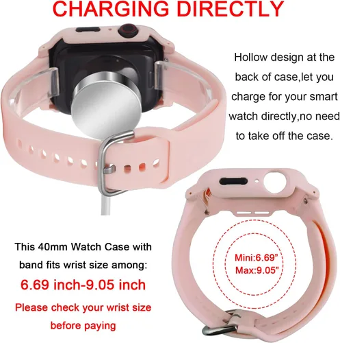 Vista 7 de Correa 3 en 1 para Apple Watch con funda, correas de silicona suave con cubierta dura de policarbonato protector de pantalla integrado de vidrio
