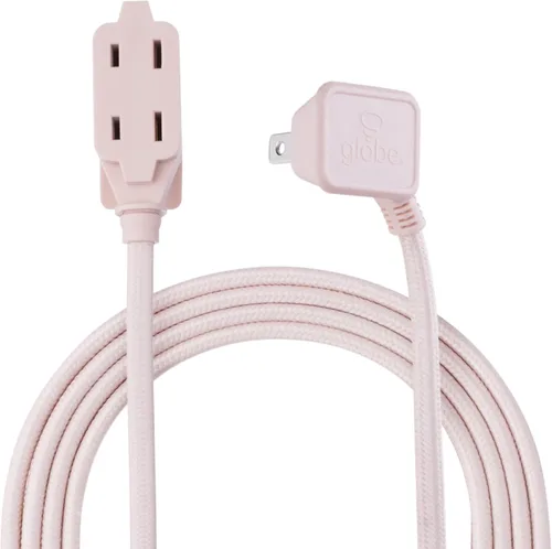 Vista 13 de Globe Electric 22810 - Cable de extensión de tela de 9 pies, 3 salidas polarizadas, enchufe de ángulo recto, 125 voltios, negro, decoración
