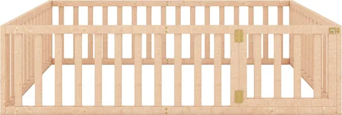 Vista 8 de Bellemave Cama de suelo para niños, marco de cama Montessori tamaño Queen con barandillas de valla para niños, camas de madera para niños y niñas