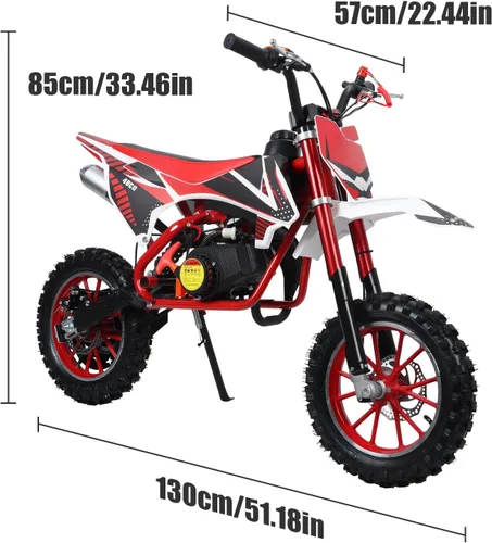 Vista 2 de 49cc 2-Stroke Kids Dirt Bike, Gas Power Motocross Rojo