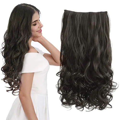 Vista 47 de REECHO Extensiones de cabello rubio, extensiones de una pieza con clip de 20" para mujer, extensiones de cabello sintético suave y natural con ondas