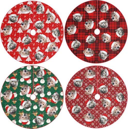 Vista 3 de Custom Tree Skirt With Pet Face - Personalized With Photo, Cat Face