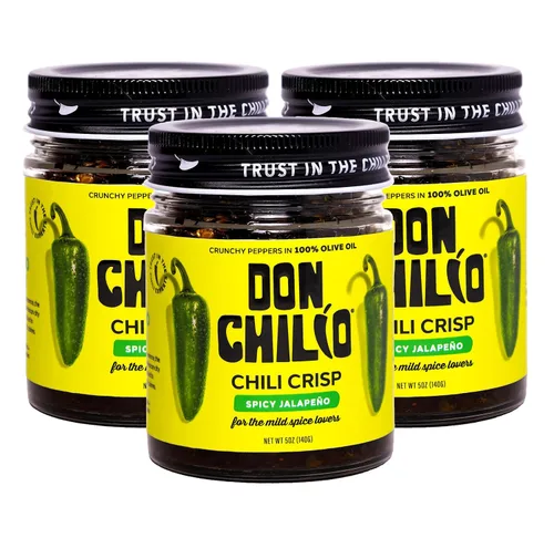 Vista 10 de Don Chilio Salsa picante de habanero mexicano, 5 oz. – Chiles habaneros crujientes y fritos en aceite de oliva 100% sazonado – Apto para keto