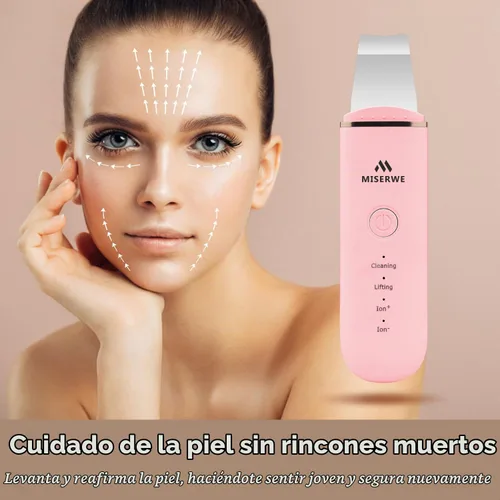 Vista 7 de Espátula facial para la piel, limpiador de poros con 4 modos (Rosa)