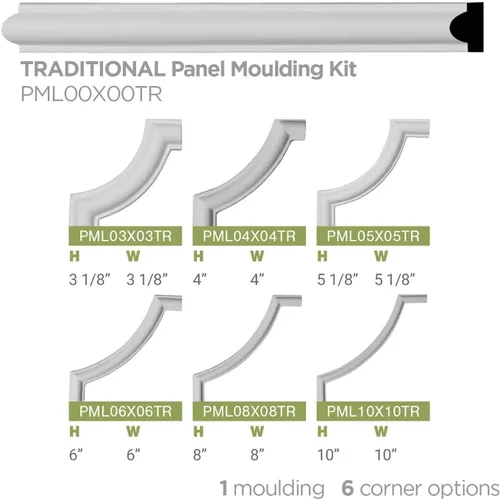 Vista 10 de Ekena Millwork PML00X00TR-CASE-4 Moldeado tradicional (paquete de 4) panel, 3/4 "H x 3/8" P x 94" L, imprimado