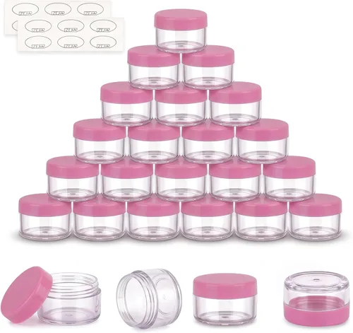 Vista 15 de 5 Gramos Contenedores de Muestra con Tapas, 25 Piezas Mini Contenedores de Maquillaje, Contenedores Cosméticos de Viaje de Plástico Vacío con Negro