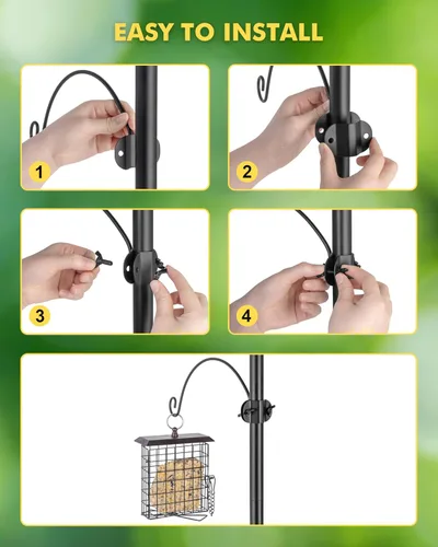 Vista 9 de iBorn Perchas para comederos de pájaros para estación de soporte de poste de 1 pulgada, ganchos colgantes para comederos de pájaros para colgar