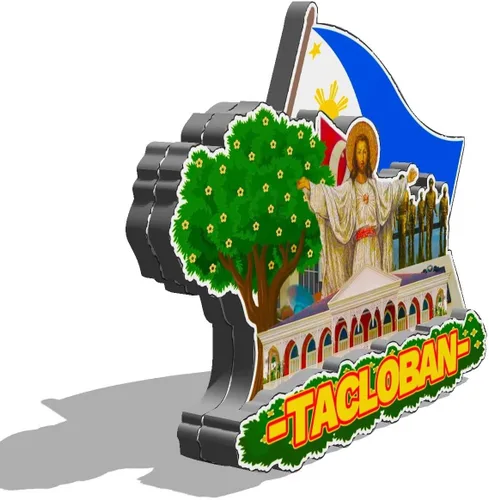 Vista 2 de Imán de Filipinas Tacloban para nevera de madera 3D, monumentos de viaje, coleccionables, recuerdos, decoración hecha a mano -593