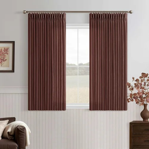 Vista 76 de TWODRAPES Cortinas de Lino Plisadas con Pinza Beige Blancas de 54 Pulgadas de Largo 2 Paneles para Comedor Cocina Dormitorio Plisadas Semi