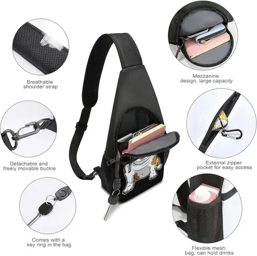 Vista 4 de FunnyStar Bulldog inglés, linda mochila cruzada para el hombro, casual, para ciclismo, senderismo, viajes, blanco-estilo1, Mochilas Daypack