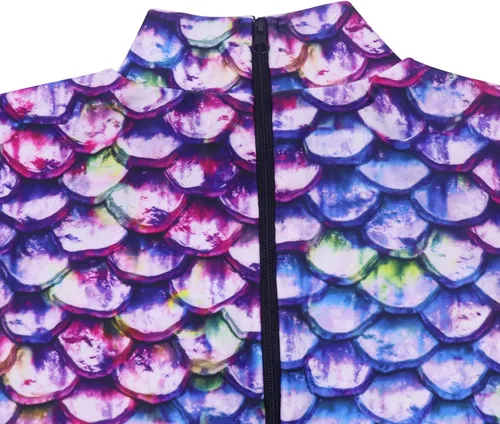 Vista 5 de Traje de baño de una pieza de manga larga para mujer, con estampado de sirena, cremallera, traje de baño de surf