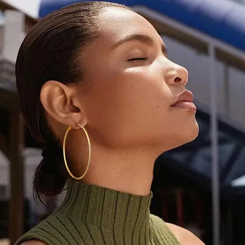 Vista 6 de Gacimy Gold Hoop Earrings for Women 14K Gold Plated, 925 Sterling Silver Post Hypoallergenic Earrings Hoops for Women