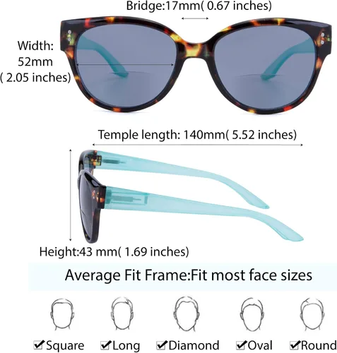 Vista 3 de EYEGUARD Lentes de sol de lectura bifocales con protección UV400 para mujer, cómodos y elegantes lentes de lectura