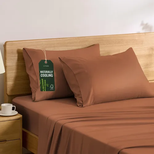 Vista 7 de TOSMO Oeko-TEX - Juego de 2 fundas de almohada de lujo, viscosa refrescante derivada de bambú, fundas de almohada suaves y sedosas transpirables