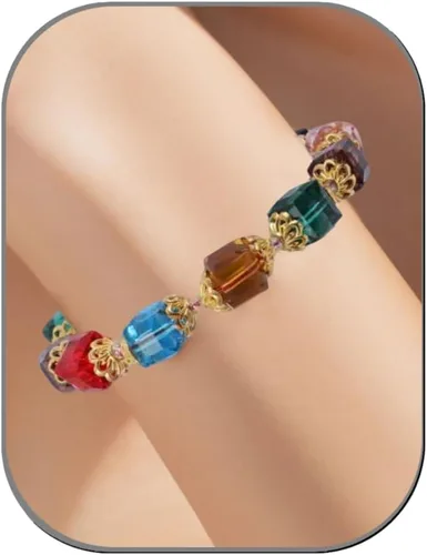Vista 8 de HANGINTHERE Aurora Borealis Crystal Bracelet for Women, Stretch Iridescent Faceted AB Coating - 5000+ Pull Tested, Gift Ready