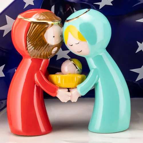Vista 3 de Alessi AGJ01 W Happy Eternity Baby - Diseño de belén, porcelana decorada a mano, figuras de la Sagrada Familia y cuna