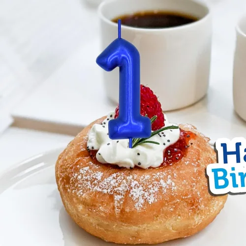 Vista 4 de DERVENTA Vela con Número Azul de 2.36 pulgadas Decoración de Fiesta Celebración Aniversario Cumpleaños Perfecto Brunch Postre Adorno para Pastel 1