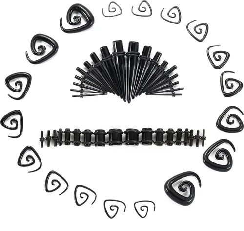 Vista 11 de Memsion Kit de estiramiento de orejas, 54 piezas, 14 calibres 00, kit de piercings