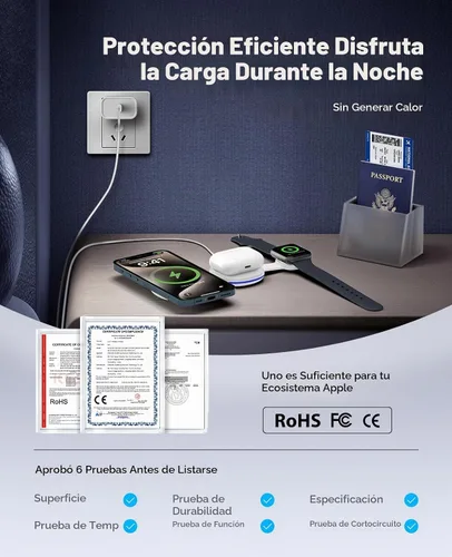 Vista 4 de Cargador inalámbrico MagSafe 3 en 1 para dispositivos Apple, estación