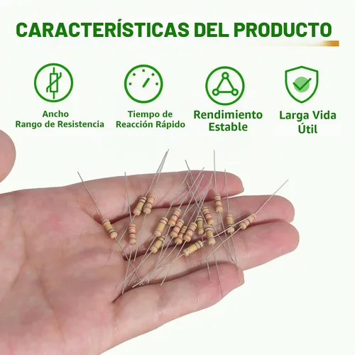 Vista 4 de 100Values - Juego de resistencias de película de carbono, 1000 unidades, 1/2 W, surtido de resistencias de película de carbono, 1 ohmio a 5.6 M
