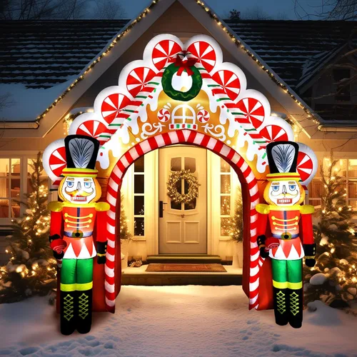 Vista 12 de WBHome 3 m Arco de payasos inflables de Halloween para decoración de exterior, del Día de los Muertos, para patio con luz LED integrada