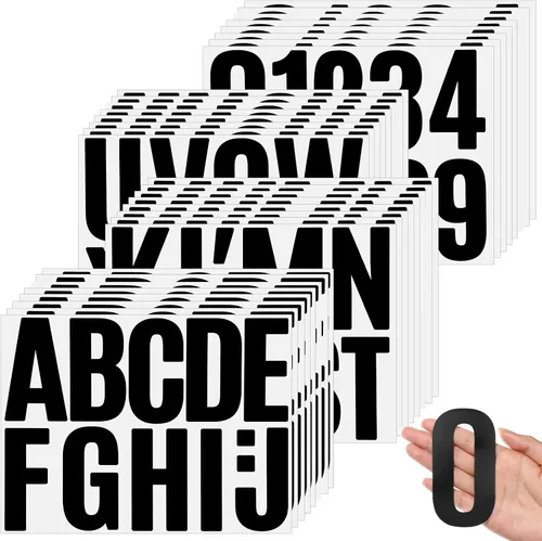 Vista 9 de Qilery 32 hojas de 0.5 pulgada de calcomanías de letras y números autoadhesivas, letras de vinilo alfabéticas de gran fuente, etiquetas de números