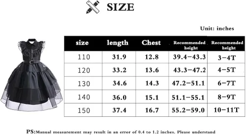 Vista 7 de YPGRMV Girl Wednesday Addams Fashion Cosplay Costume Skirt Birthday Present Dress Halloween t-Shirt