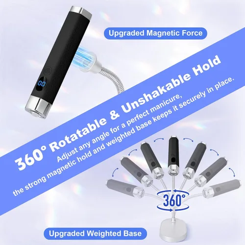 Vista 6 de Mini lámpara de uñas UV de mano, luz de curación flash portátil con soporte magnético mejorado y sensor inteligente, secador de uñas recargable