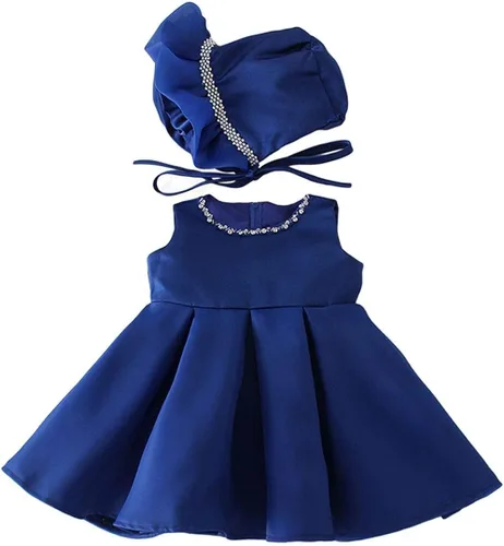 Vista 3 de Bow Dream Vestidos de bebé niña para fiesta, princesa, vestido de cumpleaños formal con gorro