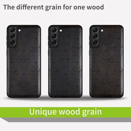 Vista 7 de Carveit Funda de madera para Galaxy S21 Plus [madera natural y TPU suave negro] a prueba de golpes, funda de madera única compatible con S21 Plus 5G