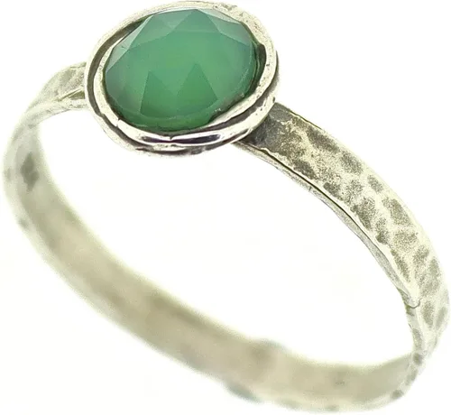 Vista 3 de Anillo de plata de ley con piedras preciosas para mujer, anillo apilable de piedra martillada, anillo de piedra natal
