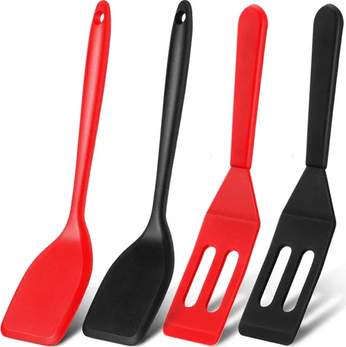 Vista 9 de Patelai 2 piezas de mini espátula de silicona para servir brownie, flexible, antiadherente, resistente al calor, espátula ranurada para huevos