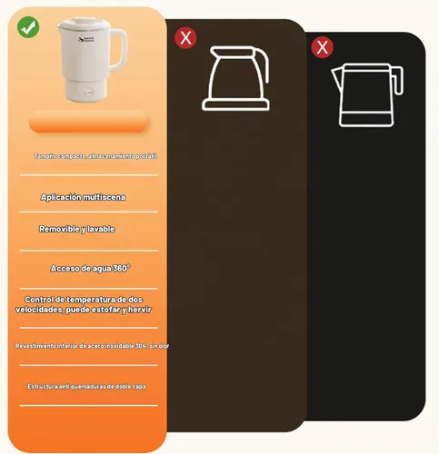 Vista 6 de CCYLEZ Hervidor eléctrico portátil de 20.3 fl oz, hervidor de viaje plegable de acero inoxidable, espumador de leche, cafetera con control