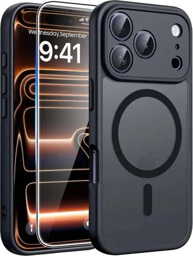 Vista 263 de FNTCASE - Funda para iPhone 16 Pro: magnética, mate, translúcida, de grado militar, protectora contra caídas, resistente, fina, duradera y a prueba