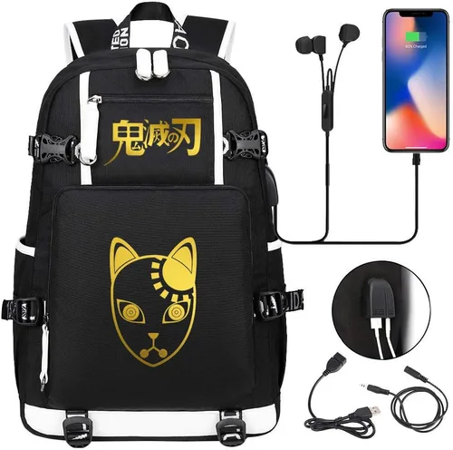 Vista 2 de GO2COSY Anime Demon Slayer Kimetsu no Yaiba Mochila, Negro 4, Mochilas Daypack