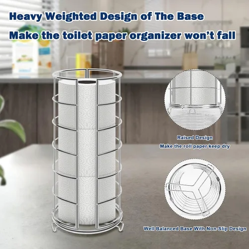Vista 3 de NearMoon soporte organizador de papel higiénico, soporte independiente para 3 rollos de almacenamiento de tisú, accesorio de baño de metal, soporte