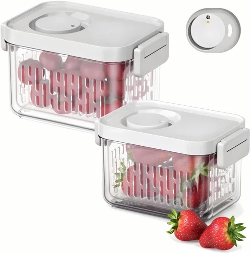 Vista 9 de Vacane Produce Saver, Contenedores de almacenamiento de frutas, Contenedores de productos con coladores, Contenedores para bayas, 3.8 tazas