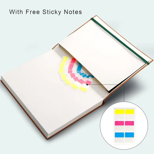 Vista 5 de EMSHOI Cuaderno con rayas universitarias, diario rayado B5, 400 páginas (200 hojas), papel grueso de 100 GSM, diario de cuero de tapa blanda