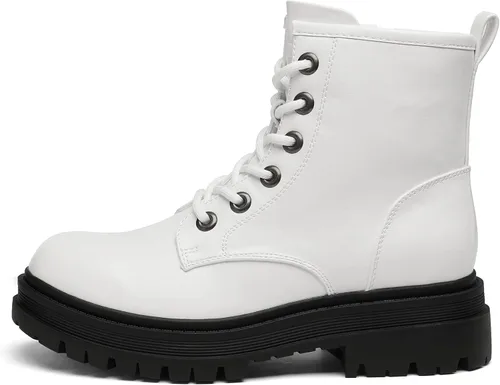 Vista 6 de Dream Pairs Botas de combate negras, con cordones, botines para mujer