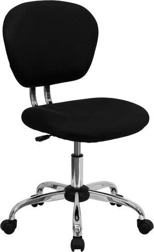 Vista 22 de Silla de trabajo de malla con respaldar medio Flash Furniture con brazos y base, Metal, Marrón café