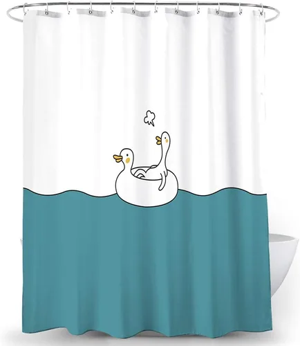 Vista 6 de Cortina de ducha con diseño de gatos, diseño floral de acuarela, diseño de animales divertidos, tela de poliéster, impermeable, 72 x 72 pulgadas