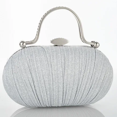 Vista 2 de YYW Bolso de mano plisado con purpurina para mujer, bolso de noche con asa superior para fiesta, boda nupcial
