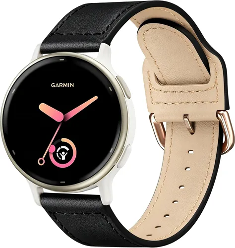 Vista 9 de Correa de cuero para Garmin Vivoactive 6/Vivoactive 5/3 Negro