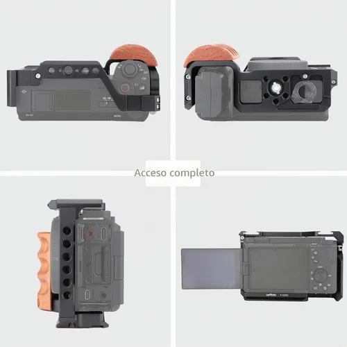 Vista 4 de LEFTFOTO ZV-E1 Jaula completa para cámara con mango de madera para Sony Alpha ZV-E1 Marco de grabación de video con base tipo Arca 3/8 "agujeros