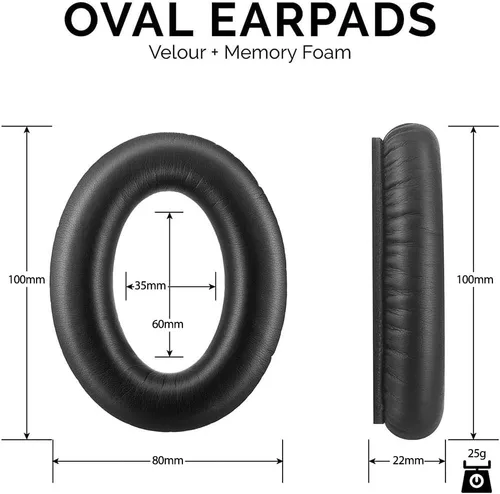 Vista 5 de Almohadillas de repuesto para auriculares Bose QuietComfort 35 QC35 y QC35 Negro