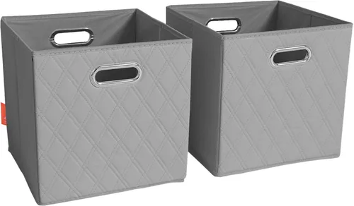 Vista 9 de Juego de 2 cestas de almacenamiento plegables beige