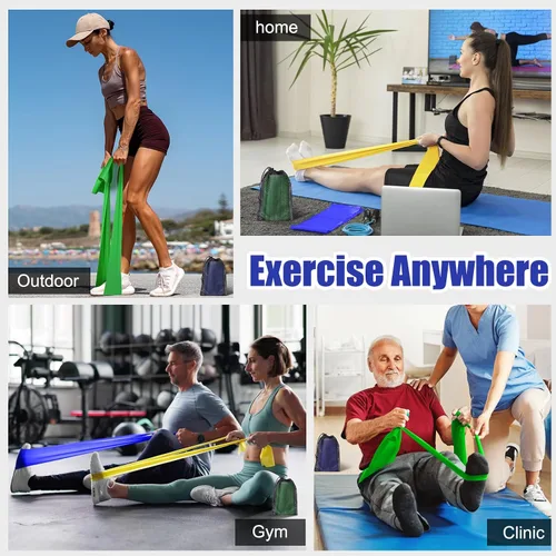 Vista 7 de Bandas de Resistencia Planas para Fisioterapia y Rehabilitación, Pilates, Yoga, Bandas Elásticas de Látex para Entrenamiento de Resistencia